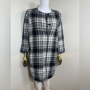 Elegant Black and White Plaid Long Sleeve jacket coat dress